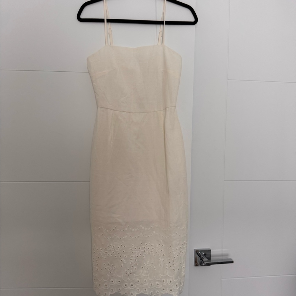 Cream Eyelet Hem Spaghetti Strap Dress